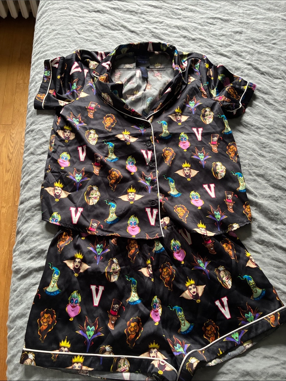 Forever 21 Disney Villains satin PJ top and shirts
